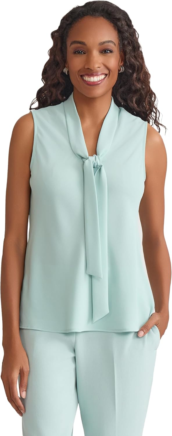 Kasper Women's Sleeveless Printed Tie Front Top