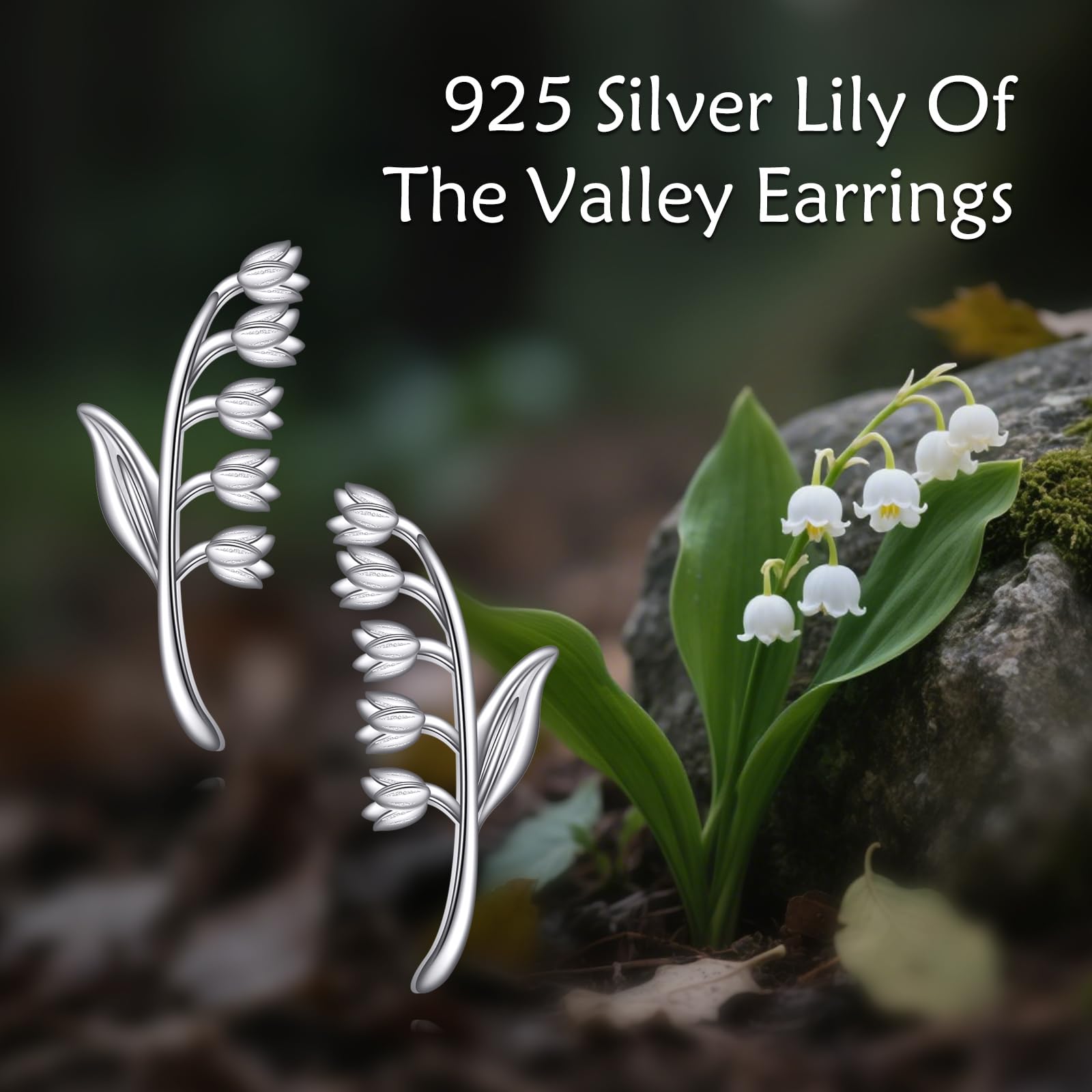 DAYLINLOVE Lirios del valle Pendientes de plata de ley 925 lirios del valle joyas lirios regalos para mujeres mamá niñas