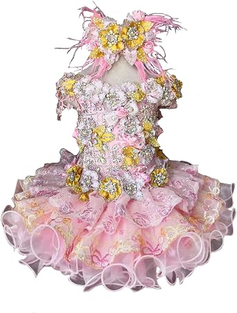 Jenniferwu G508 Infant Toddler Baby Newborn Little Girls Pageant Party Birthday Dress Pink