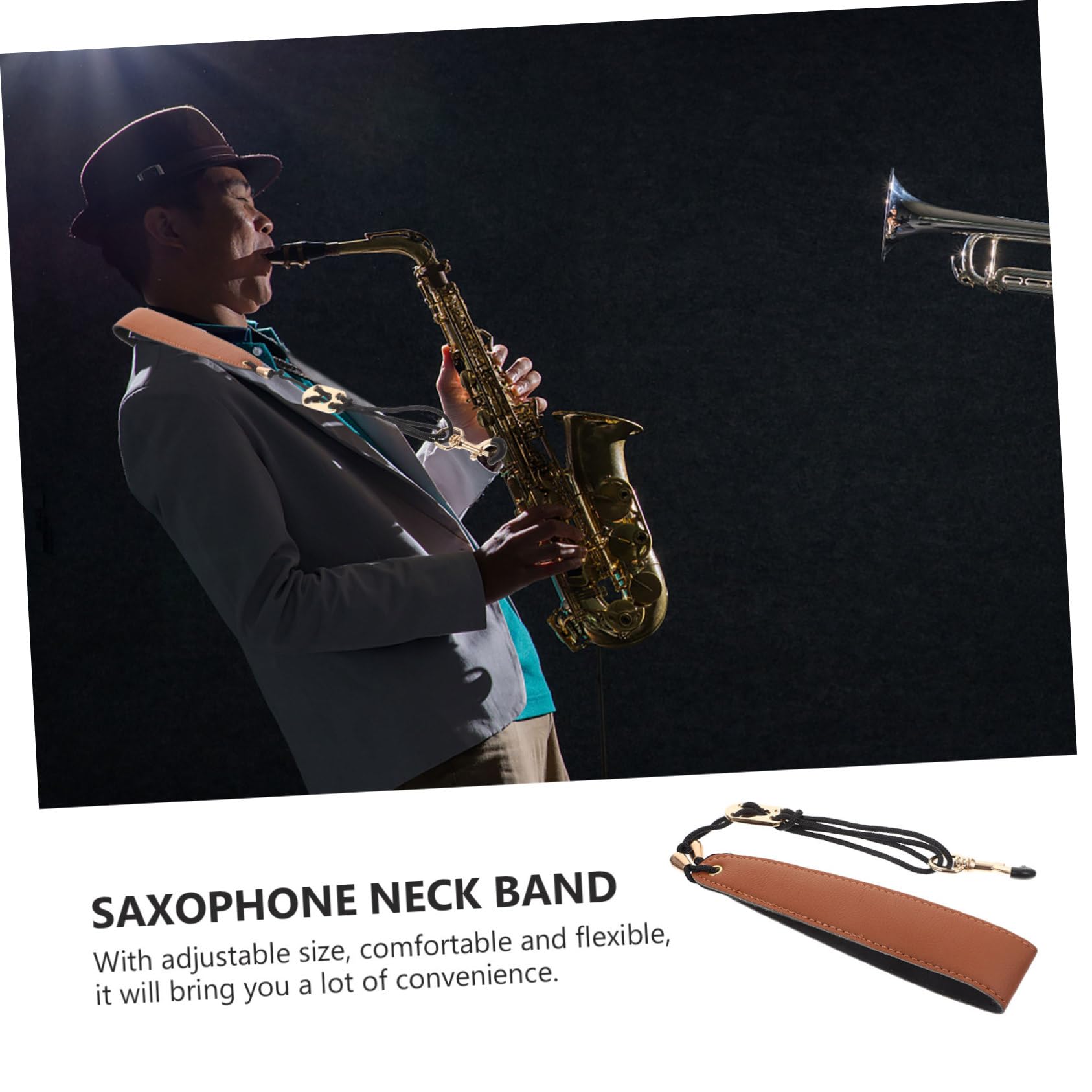 Toyvian 4pezzi Cinghia Sax Regolabile Pelle Per Sassofono Tenore e Soprano Cinghia Resistente e Confortevole Per Musicisti Design e Facile Da Installare