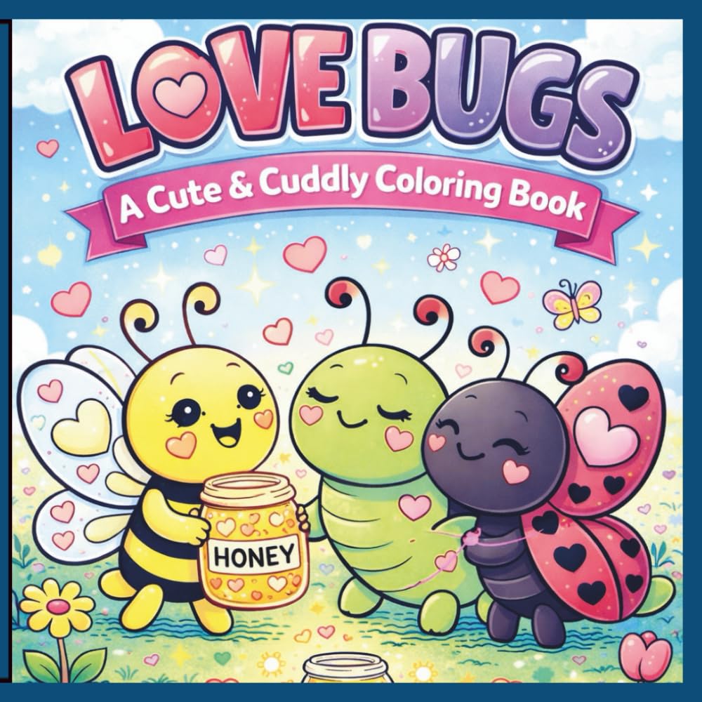 Little Love Bugs: A Cute & Cuddly Coloring Book: Fun and Friendly Valentine Bugs to Color and Share