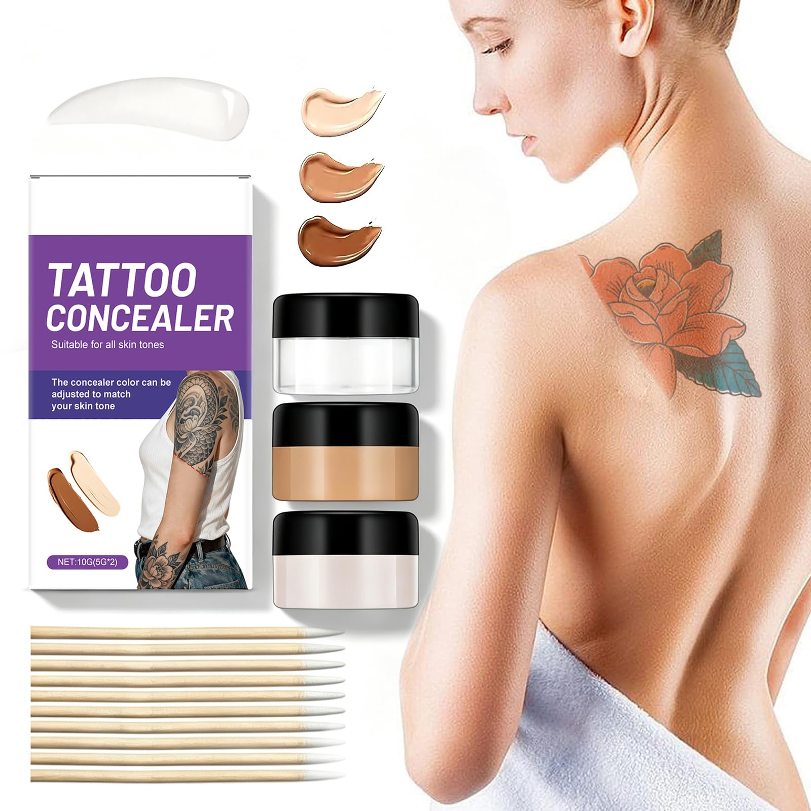 Tattoo Cover Up Makeup Waterproof, 2 Color Mix Tattoo Concealer Kit