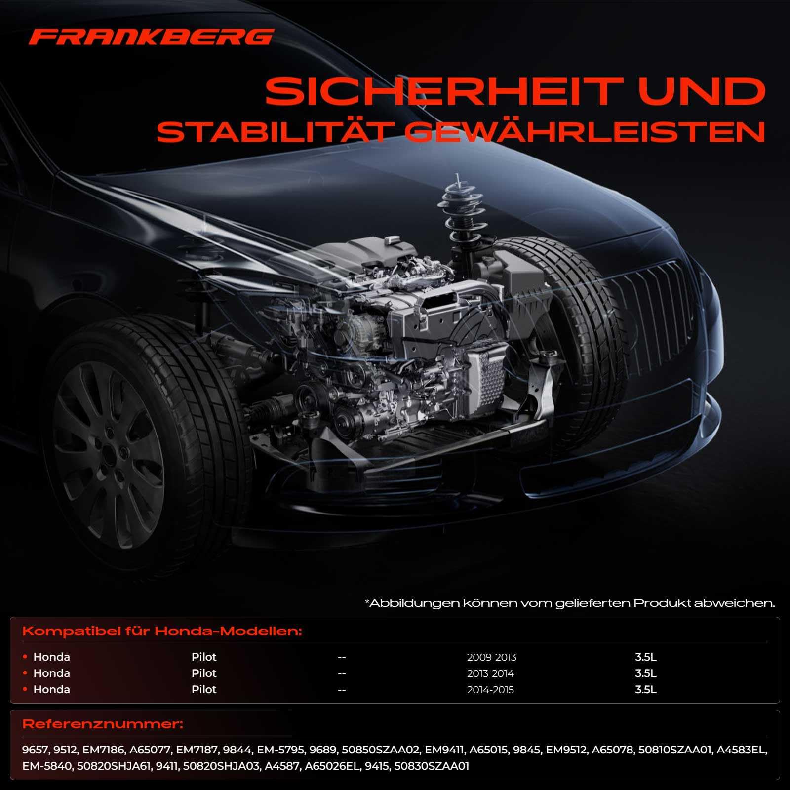 Frankberg 3 supporti motore + 1 supporto cambio A65078 A4587 | Compatibile con: Pilot