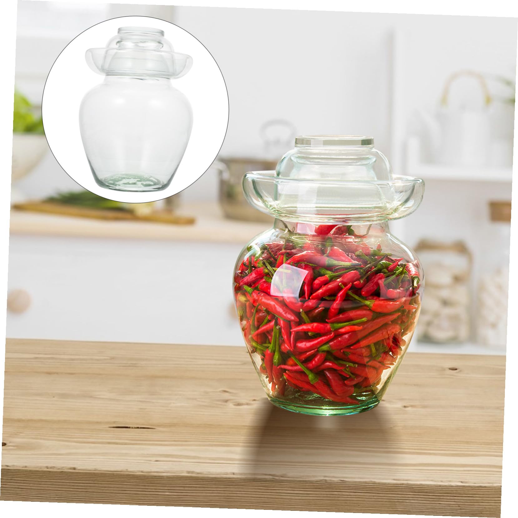 Zerodeko Glas pickledose Groß Sealed Vorratsglas Transparent Küchenaufbewahrung Einmachglas für Gemüse Pickle Can Vorratsdose Bpa frei Frischhaltedose
