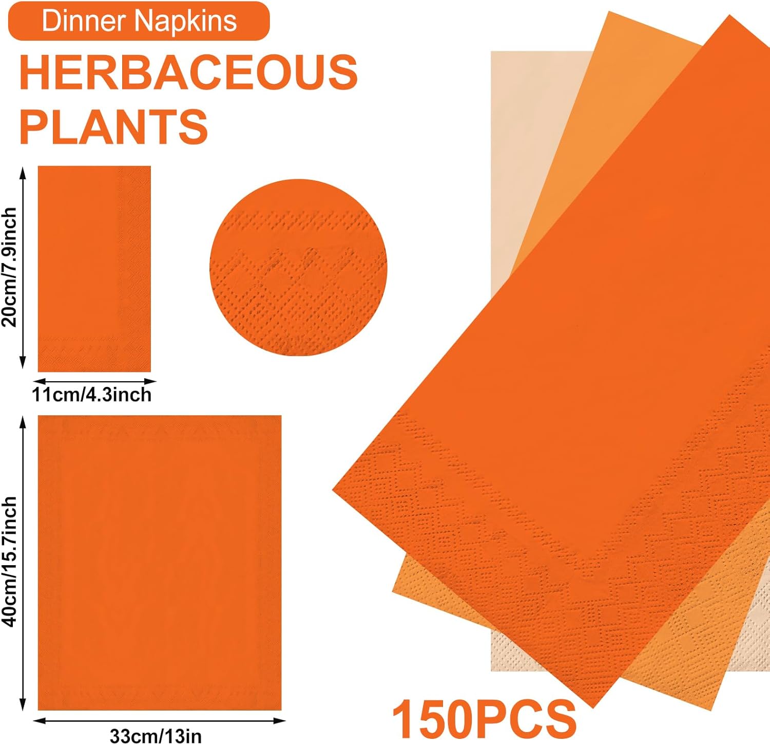 Whaline 150Pcs Orange Guest Paper Napkins 3 Colors Orange Dinner Hand Napkin Towel 3 ply Disposable Napkins for Holiday Bathroom Wedding Birthday Party Table Decor Supplies
