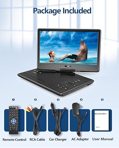 Miniatura 8 de Arafuna Reproductor de DVD portátil de 15.9 pulgadas para automóvil, pantalla giratoria HD de 14.5 pulgadas con batería recargable de 5 horas,
