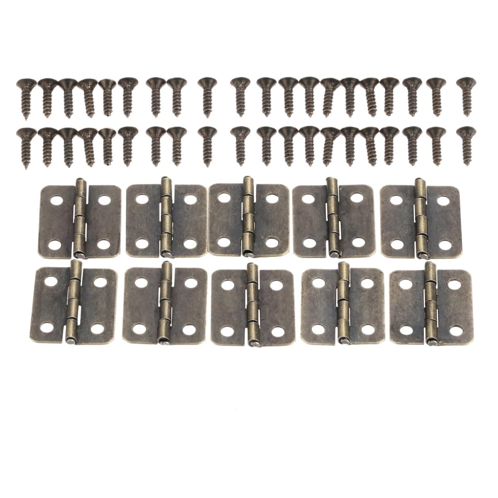 Kdhcvkz Antique Bronze 10Pcs Door Cabinet Hinges With Screw 18 * 16Mm(Antique Bronze)