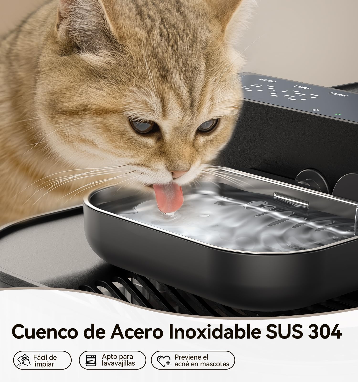 FEELNEEDY 3,5L Fuente para Gatos sin Cable y sin Filtro con Batería 3000mAh, Sin Mantenimiento Costoso, Bebedero Gatos Inalámbrico con Separación del Agua Limpia y del Agua Usada