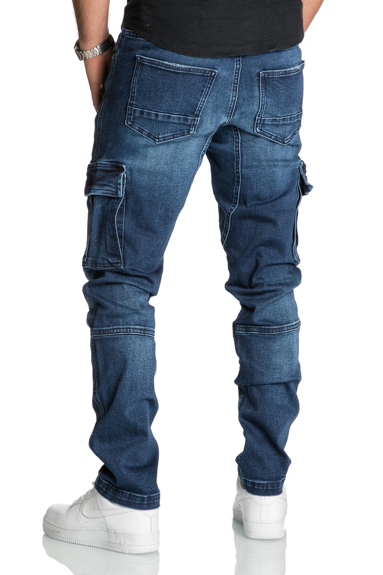 REPUBLIX Herren Cargo Jeans Regular Slim Denim Hose Destroyed R7977