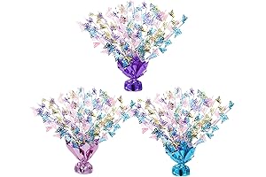 Ceenaa Table Decorations Metallic Gleam Foil Spray Centerpieces, 3-Pack of Blue, Pink, Violet, and Butterfly
