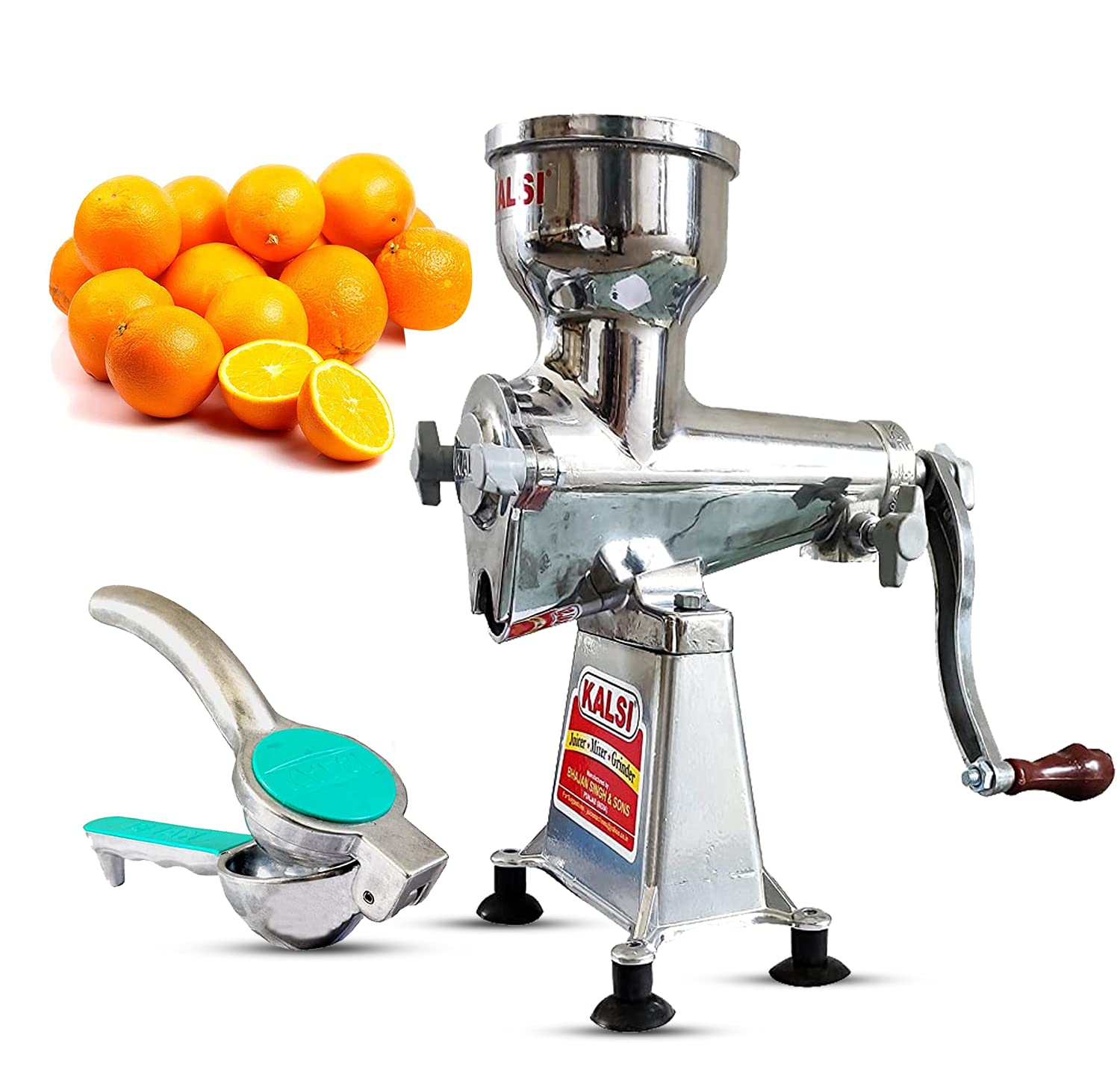 Kalsi heavy duty aluminium hand press juicer no-9 with free kalsi original  lemon squeezer