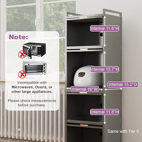 Miniatura 6 de Organizador de almacenamiento para armario de cocina, estante de 5 niveles, ahorro de espacio