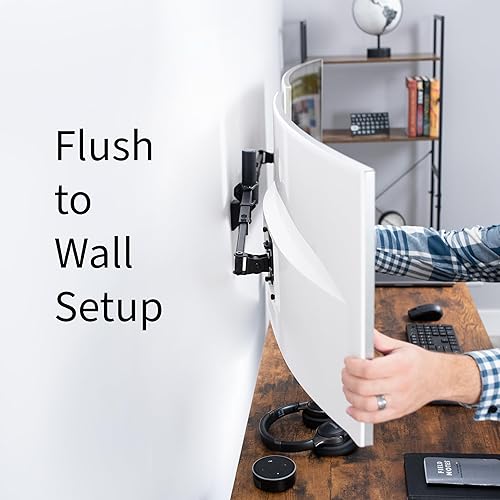 Miniatura 6 de VIVO Soporte de pared LED LCD dual ultra ancho de 27 a 38 pulgadas, resistente, brazos telescópicos, configuración de pared empotrada, se adapta a 2