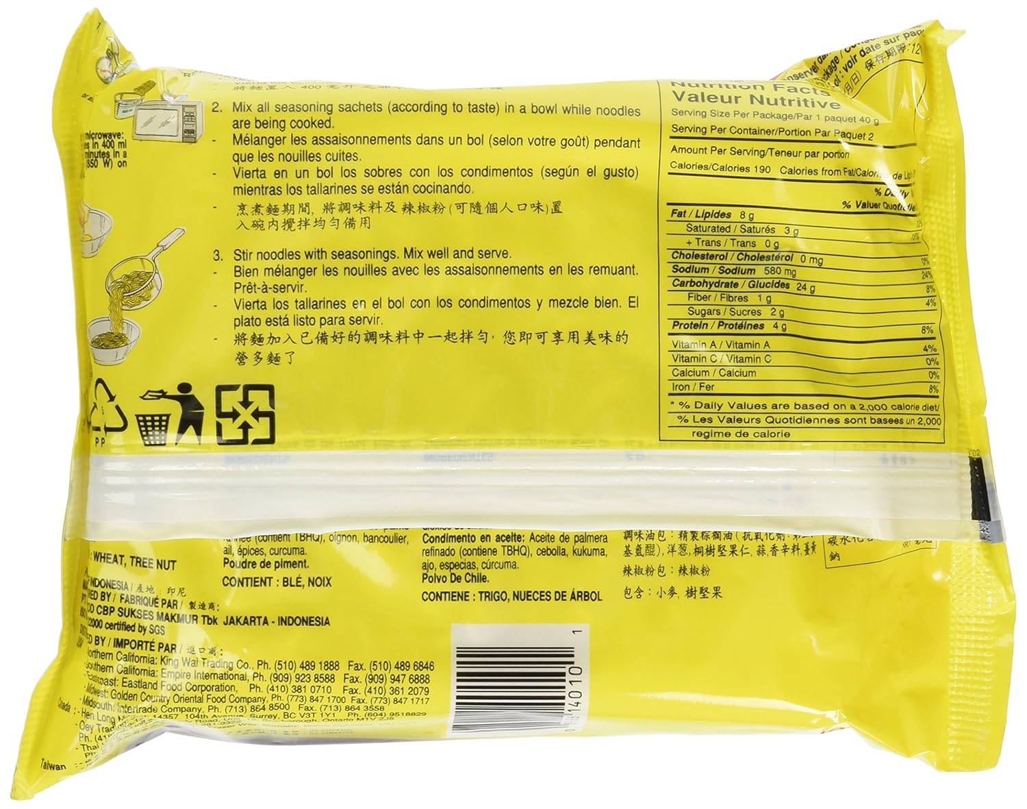 Indomie Instant Noodles Soup Chicken Curry Flavor for 1 Case (30 Bags), 2.82 Ounce (Pack of 30)