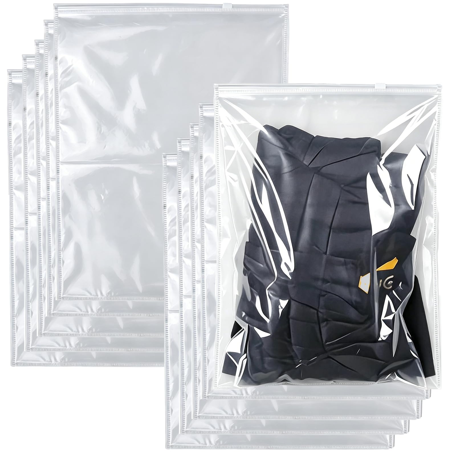 10Pcs Large Ziplock Bags, Clear 60 X 40cm Travel Clothes Storage Bags Reusable Clear Storage Bag Zip Lock Seal Luggage Organiser Pouches for Clothes Shoe Supplies
