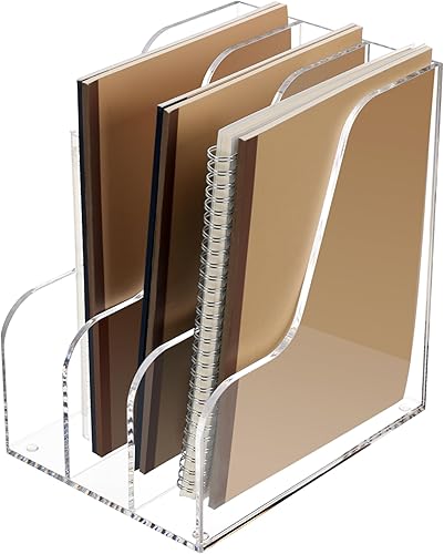 SANRUI Soporte para archivadores de revista, organizador de escritorio de acrílico y almacenamiento, soporte para carpetas de documentos,