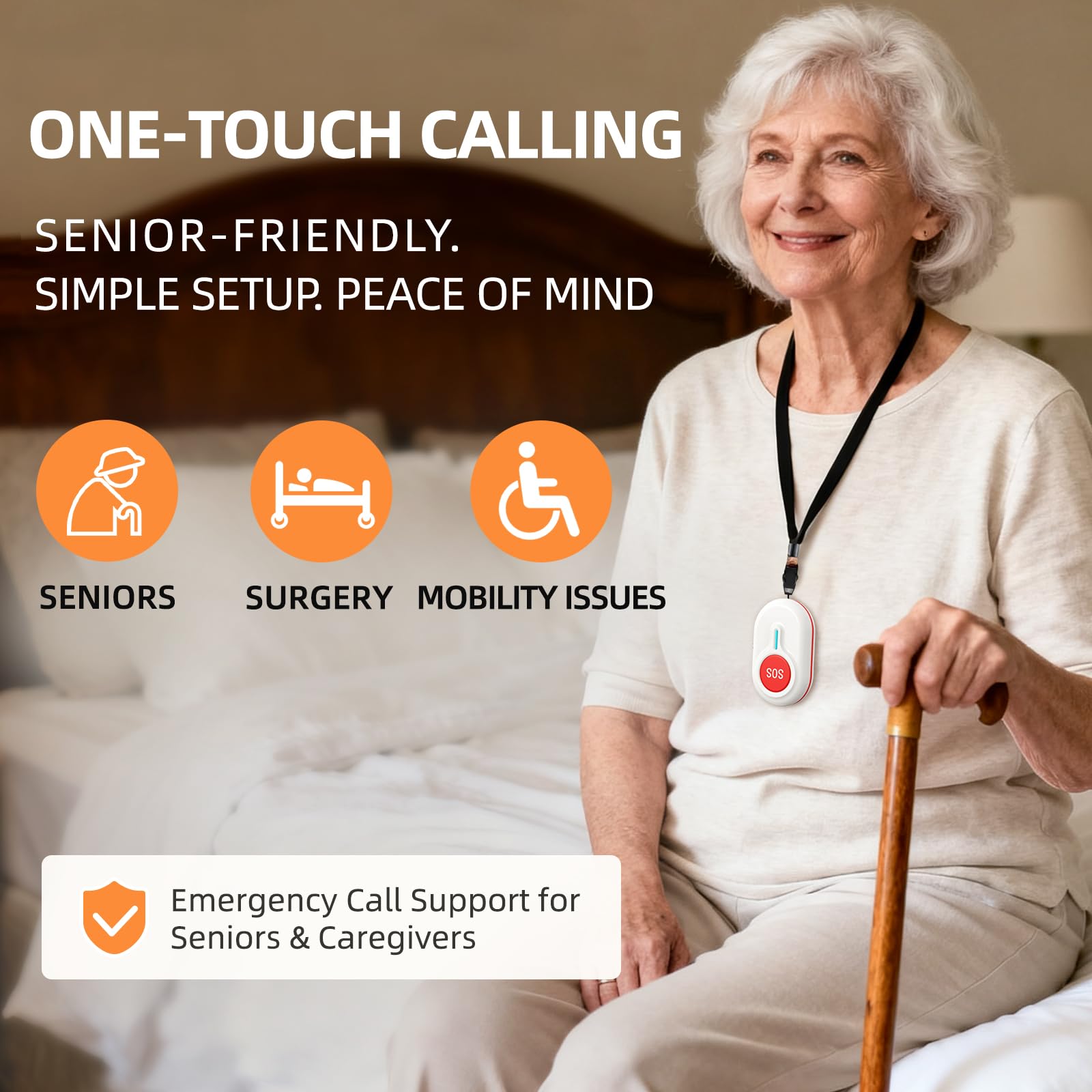CallToU Buscador de cuidadores – Botón de llamada inalámbrico para ancianos en casa, sistema de alerta portátil de enfermera con alertas de vibración y sonido para personas mayores y discapacitadas (3