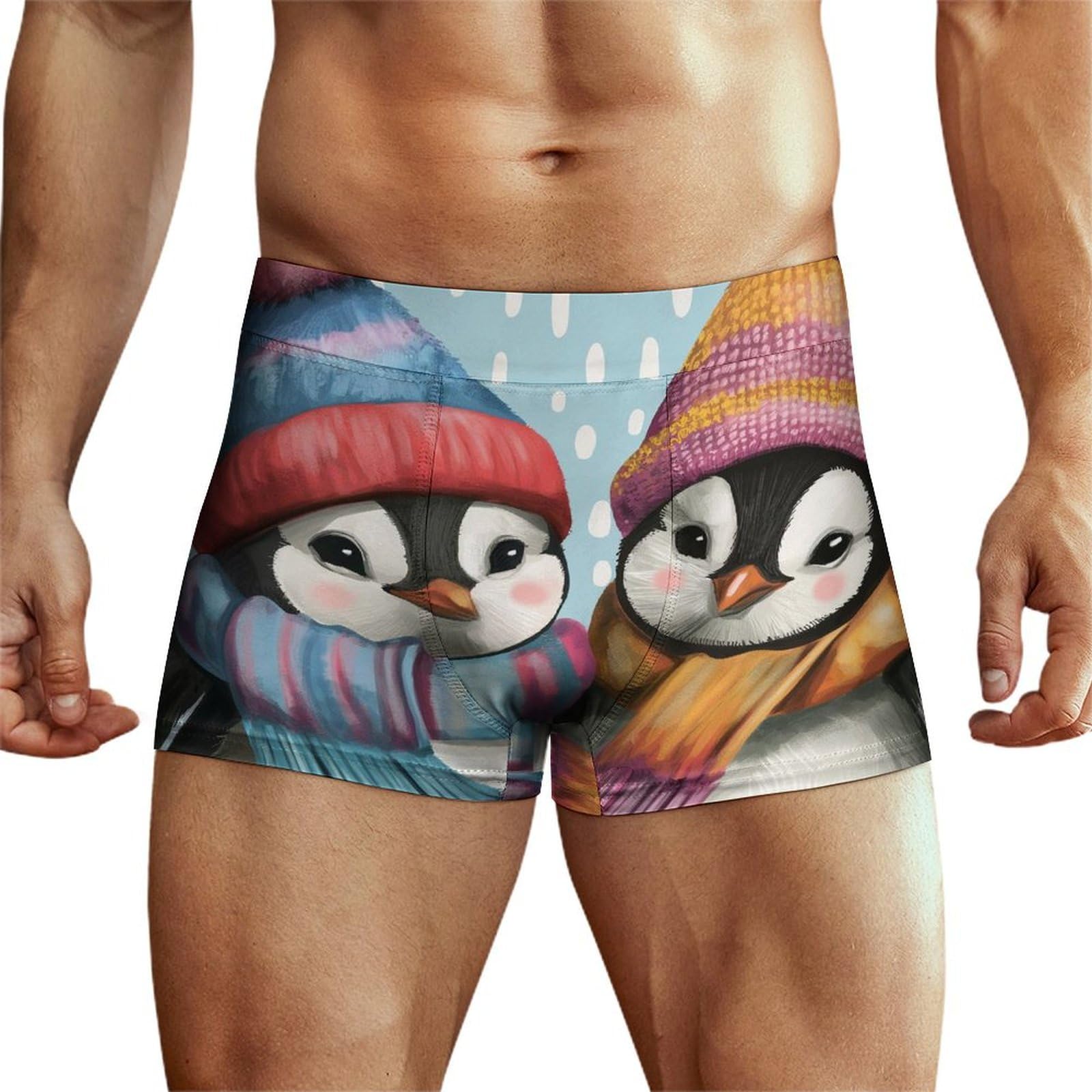 BHTGTRFDTD Men's Underpants Penguins Colorful Underwear Stretch Boxer Briefs For Man
