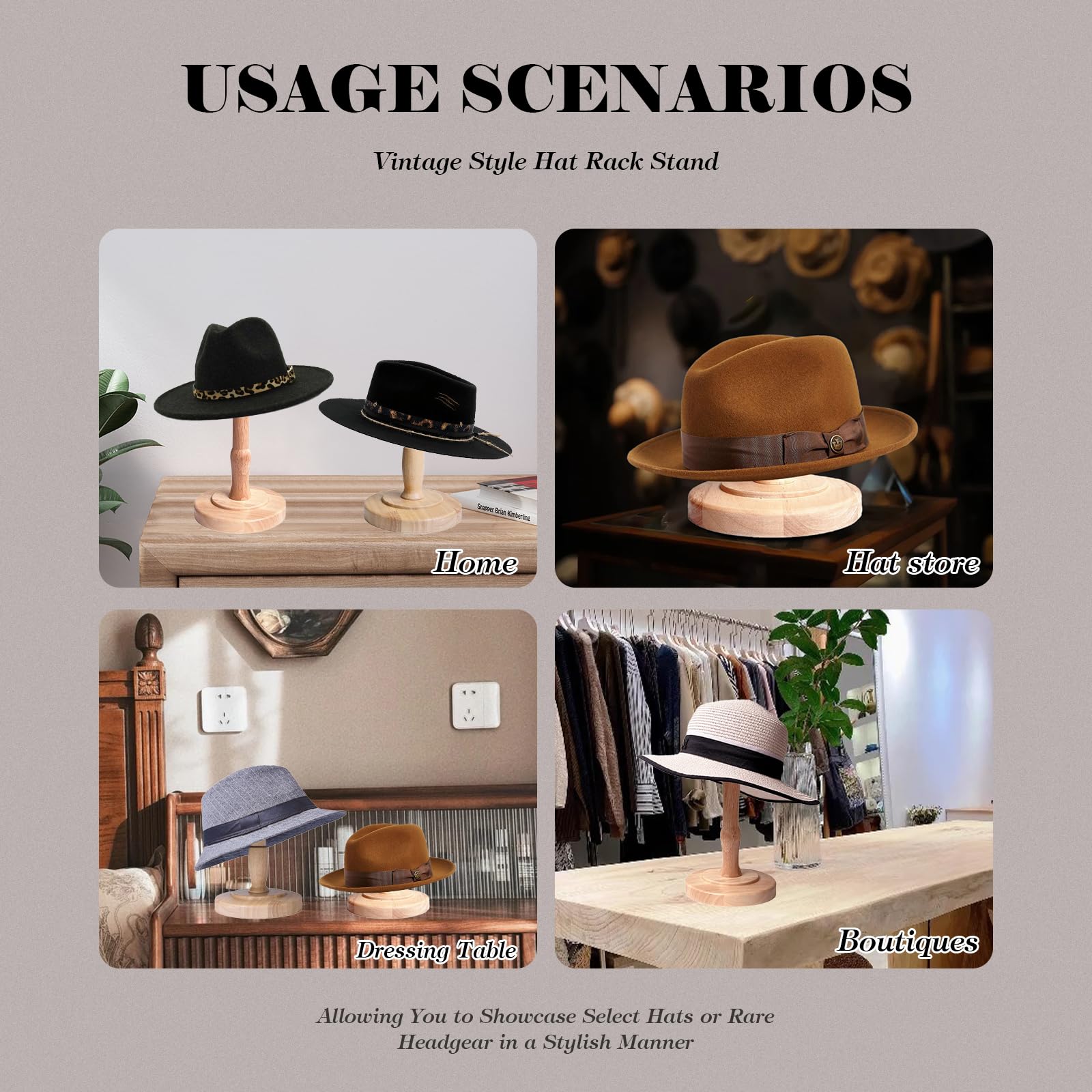 Amazon｜CHADWICK 帽子スタンド 木製 ナチュラルカラー Lサイズ 高さ