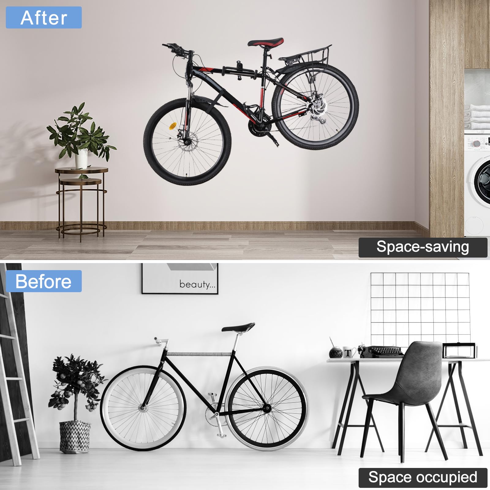 CYFIE Fahrrad Wandhalterung,Faltbarer Fahrradhalterung Wand,Platzsparend Fahrrad Wandhalterung bis 20kg für Fahrrad, Rennrad,Mountainbike etc,Wandhalterung für Fahrrad mit Weicher Polsterung(2 Stück)