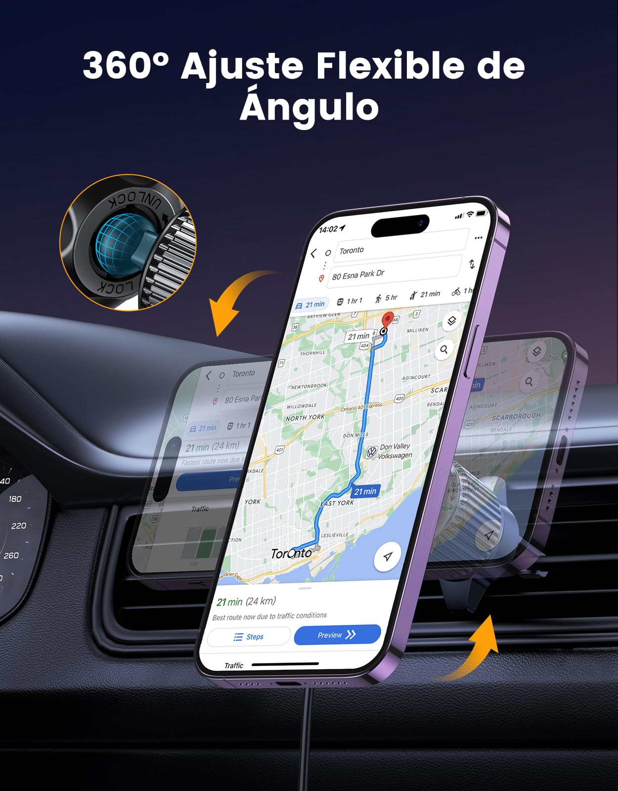 EOIWUY Cargador Inalambrico Coche Compatible con MagSafe, [Autoalineación] 15W Carga Rápida Soporte Movil Coche Magnético para Salida de Aire Compatible con iPhone 17/16/15/14/13/12 Series