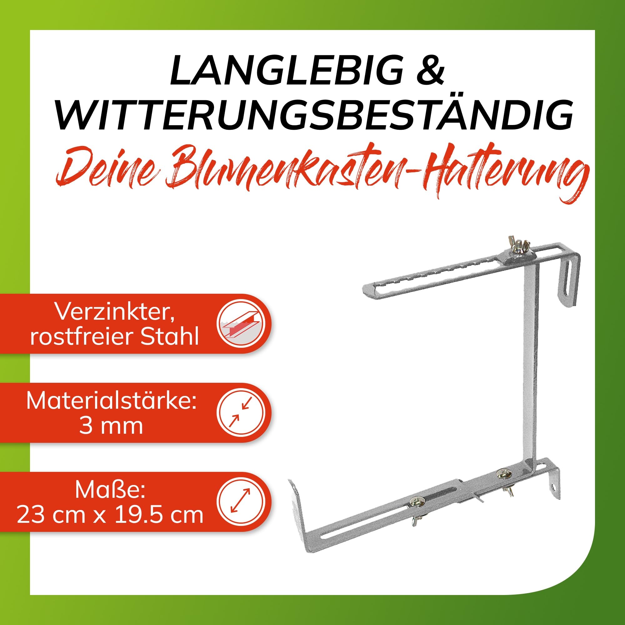 bellissa – Blumenkastenhalterung eckig für Blumenkästen 8er Set hochbelastbar bis 30kg - Montage für Geländer & Brüstungen – Verstellbare Halterung für eckige Balkonkästen – Stabil & wetterfest