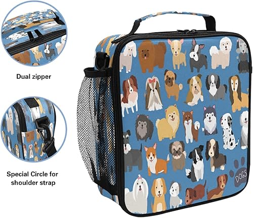 Miniatura 2 de Lonchera aislada, con estampado de huellas de animales y perros, lonchera reutilizable para preparación de comidas, bolsa de hielo, contenedor