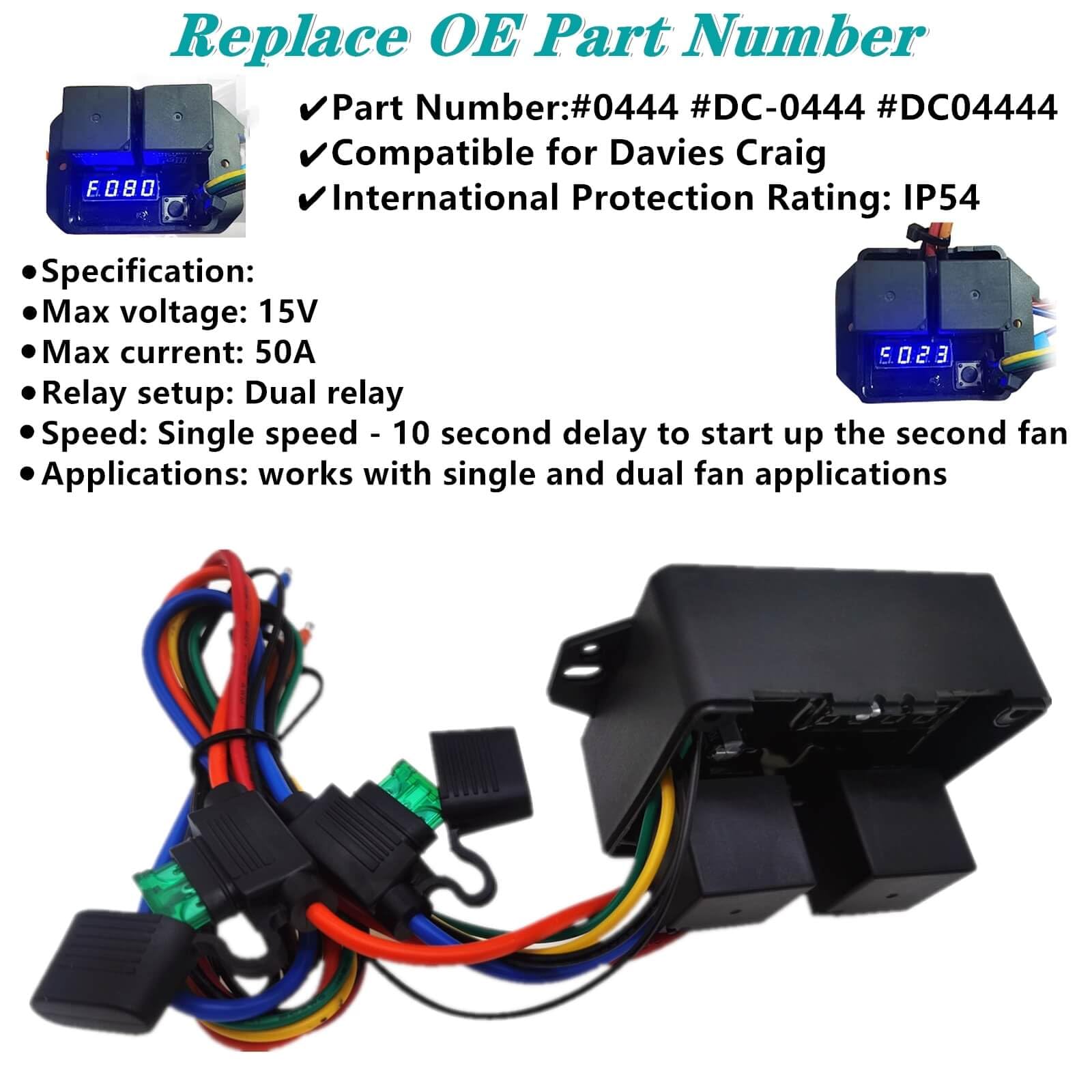 Digital Fan Speed Control Digital Radiator Fan Controller Switch 12V ...