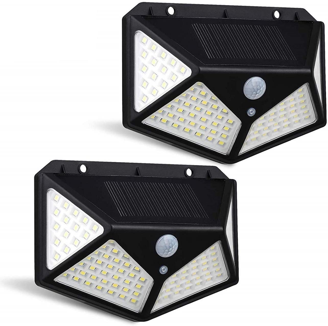 LEOFLA 2 focos de energía solar al aire libre con 100 LED con sensor de movimiento