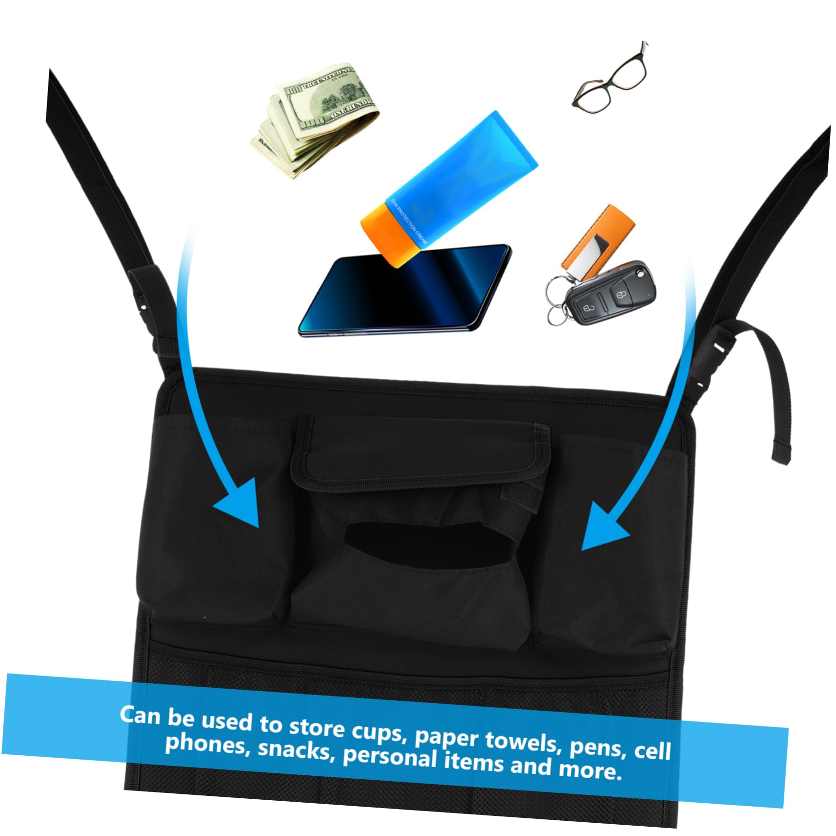 Auto Rücksitz Organizer 1 Stück aus Oxford Gewebe Schwarz