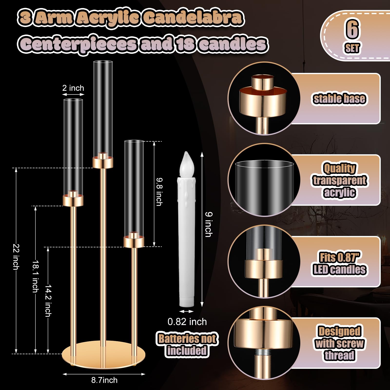 Amazon.com: Tandefio 6 Sets 3 Arm Metal Candelabra Centerpieces
