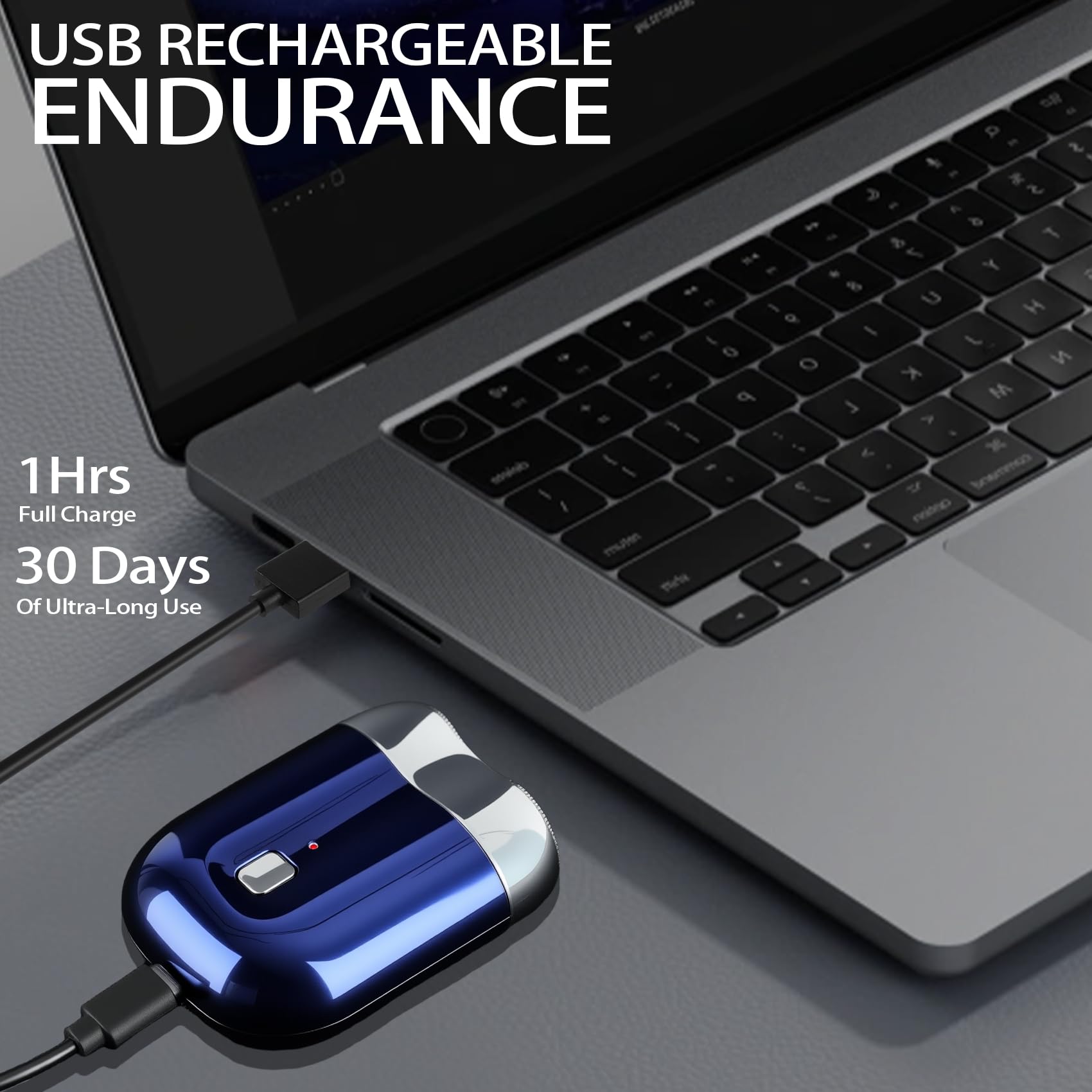 Mini rasoio elettrico da uomo, rasoio tascabile a doppia testa, rasoio portatile da uomo, ricaricabile, impermeabile, compatto, da viaggio, rasoio elettrico con chiusura USB (blu)