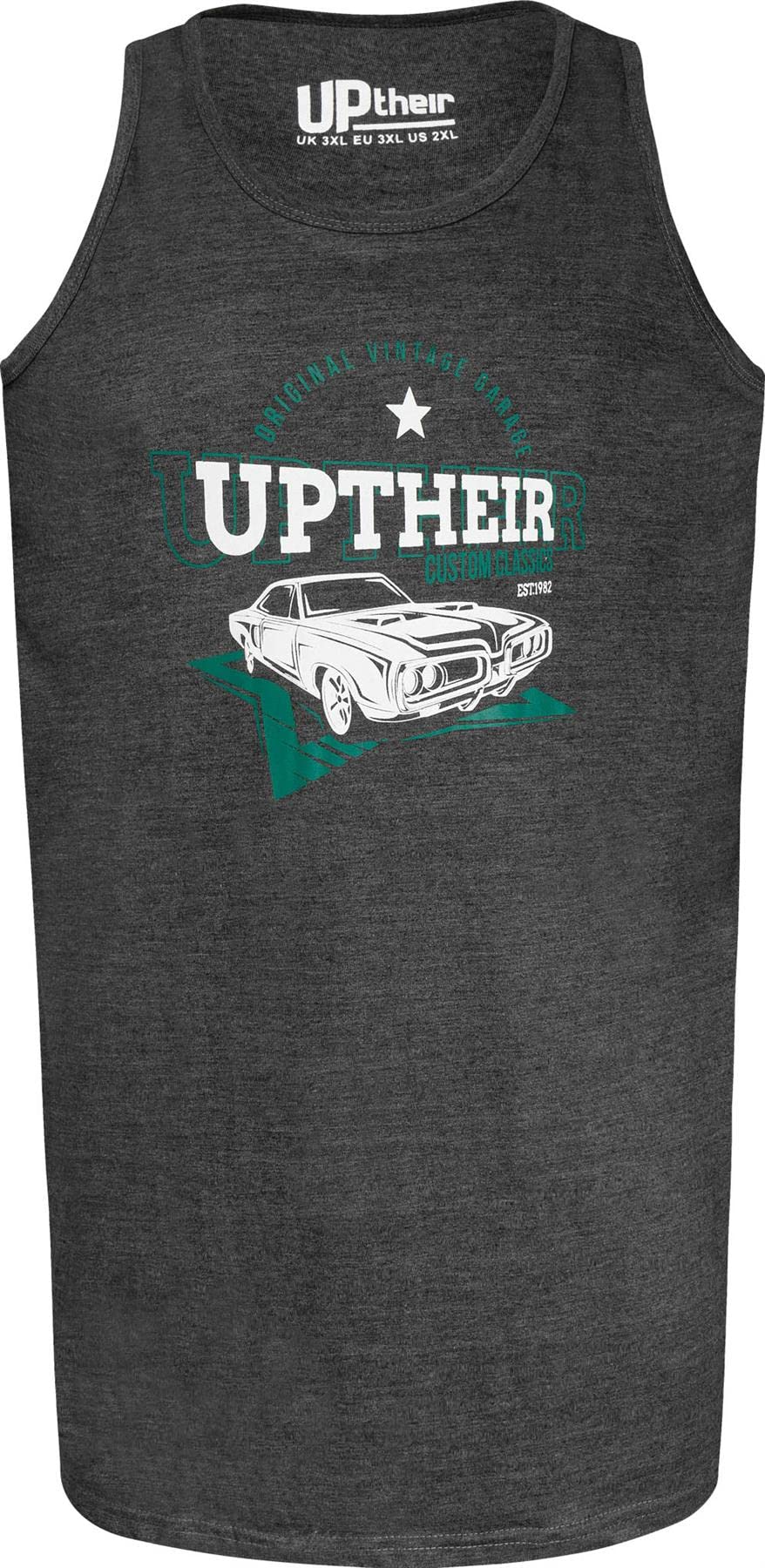 Uptheir Mens Charm Tall Vintage Car Graphic Print Vest - Grey - LT