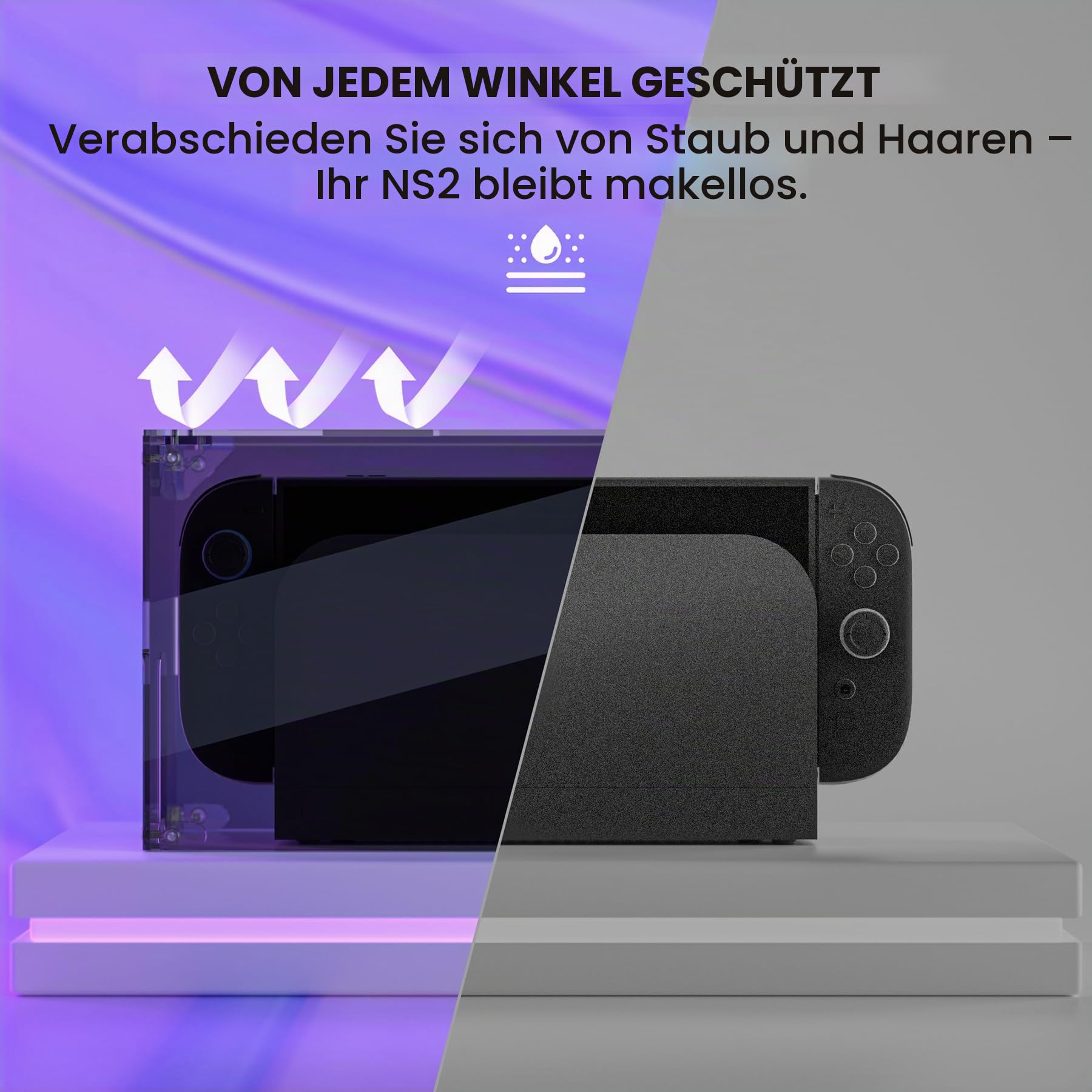 playvital Acryl Vitrine Schaukasten für Nintendo Switch 2, klarer Staubschutzhülle für Switch 2 Dock, Magnetische Belüftungsöffnung, Kratzfeste, wasserdichte, Display-Box, Transparent-Schwarz