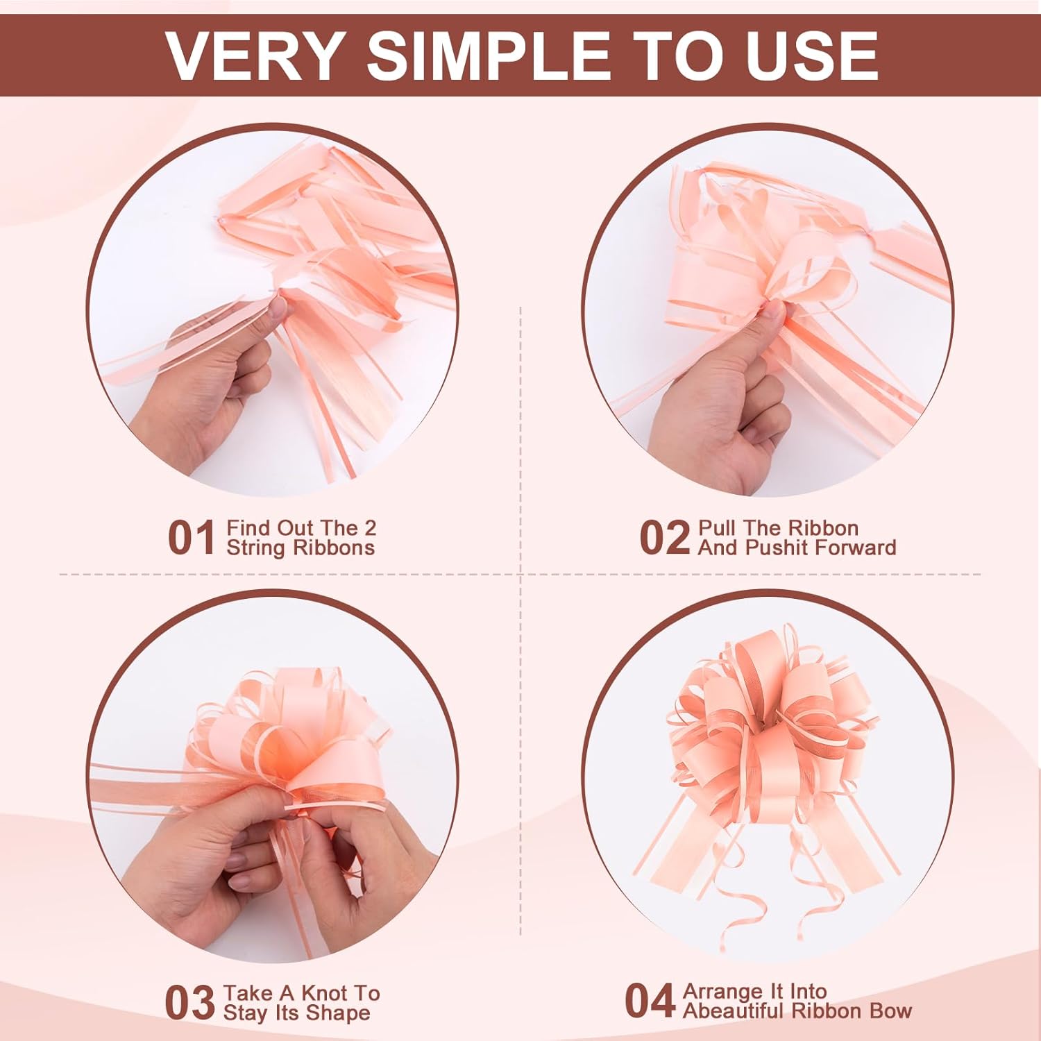 8 Pcs Large Pull Bows for Gift Wrapping, Party Wedding Ribbon Bows for Wrapping Boxes, Flower Decorations, Gift Baskets Decorations (6 inches - Black) - Image 3