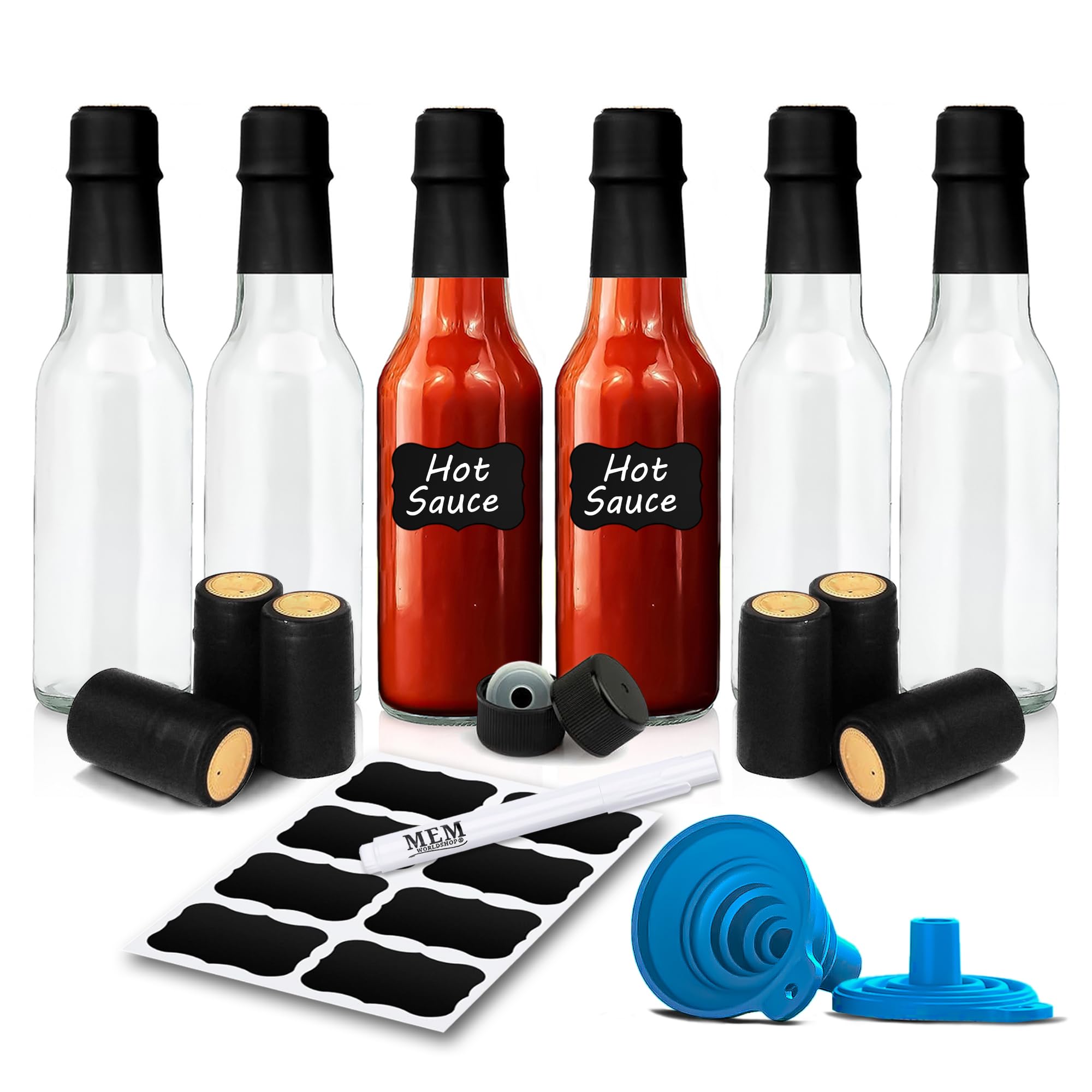 Amazon.com: Clear Glass Hot Sauce Bottle (woozy) with Black Cap