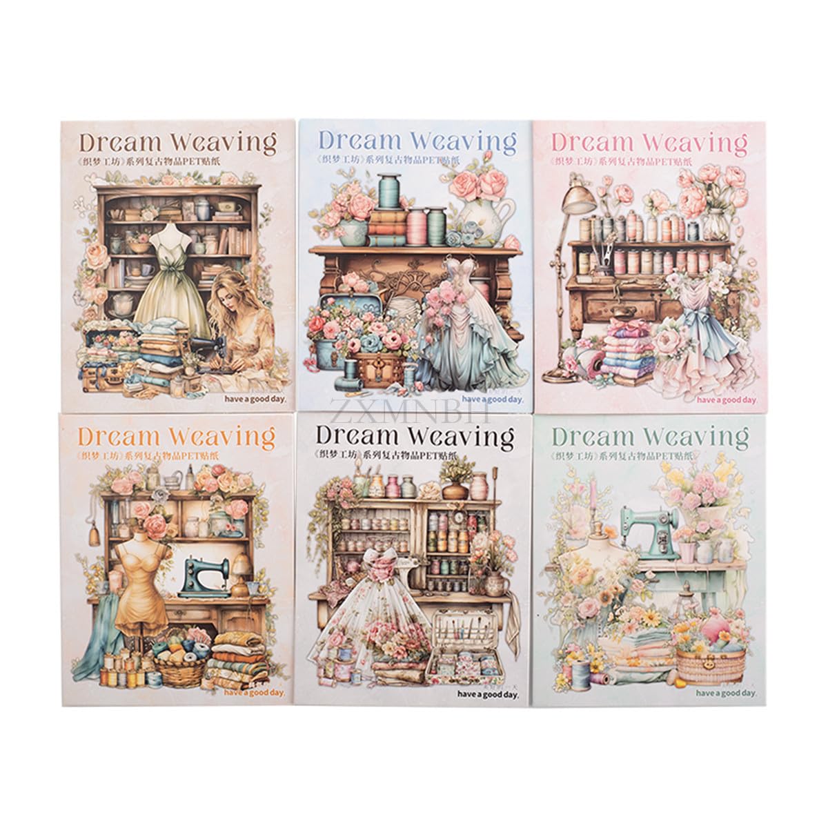 ZXMNBH 15 Pcs/Pack White Embroidery Color PET Stickers for Scrapbooking Kit Waterproof Clear Sticker Junk Journaling Supplies Journals Diary Planner Collage Laptop Paper Crafts