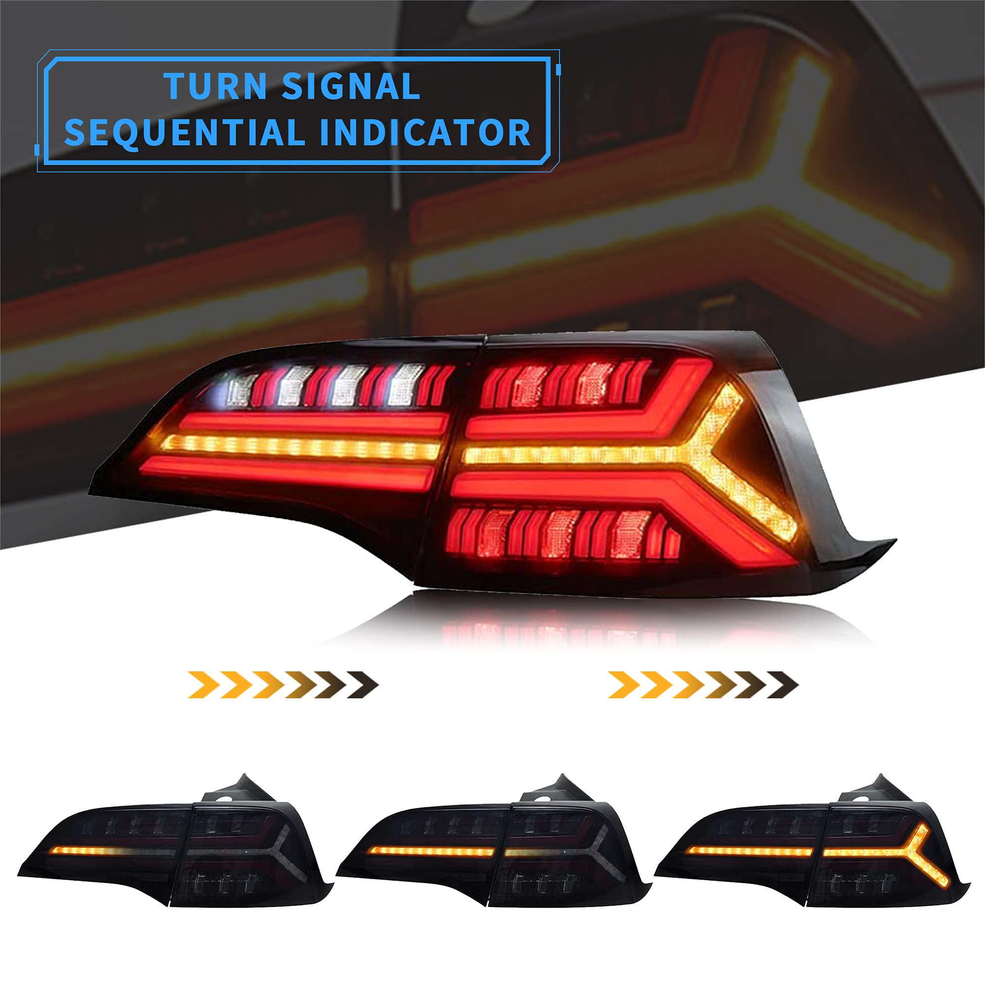 Achterlichten Tesla Model 3 / Y LED Dynamic Zwart | TTLDTE16