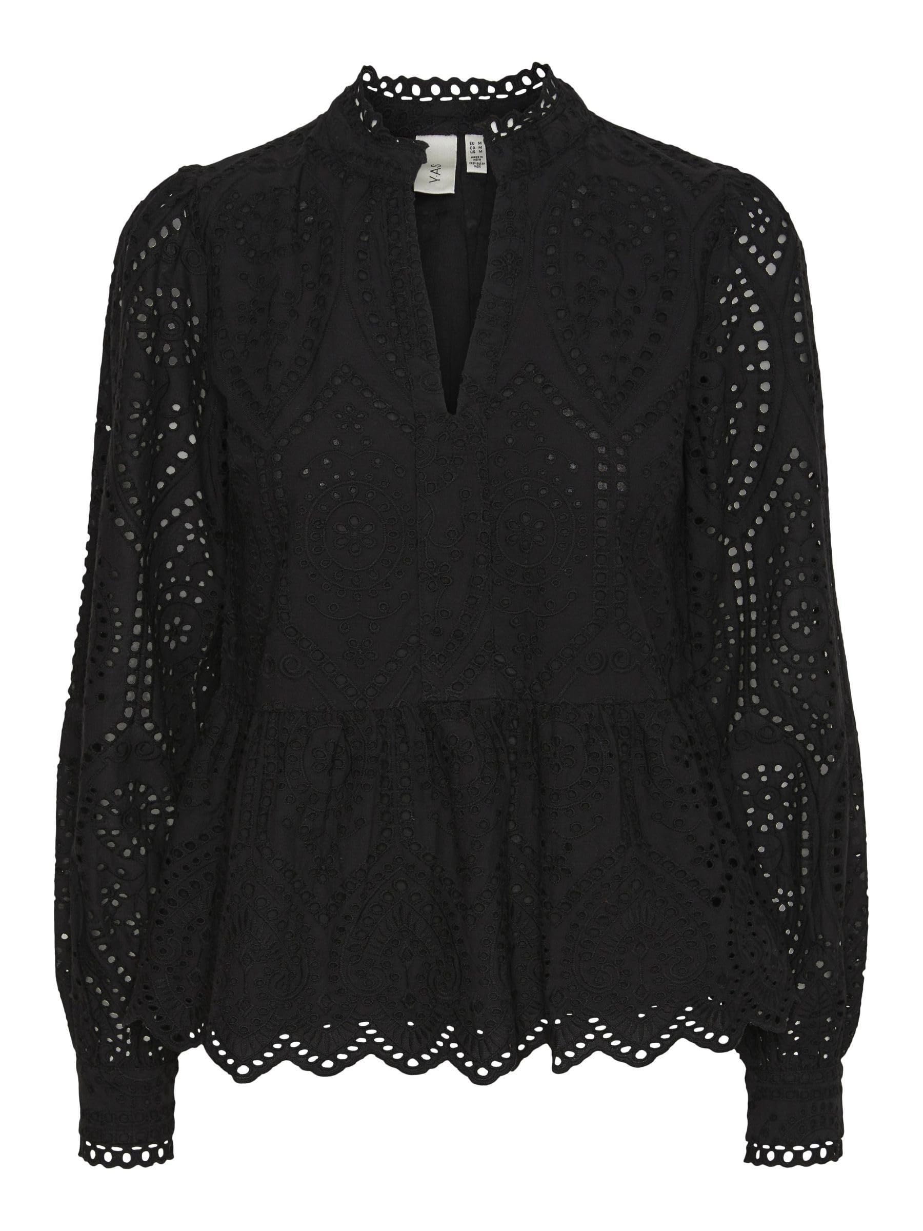 YAS Women's Yasholi LS Top S. Noos Long Sleeve Blouse, Black, XL