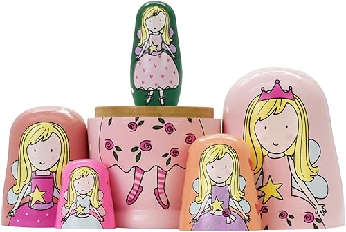 Miniatura 3 de HYCLES Muñecos de anidación ruso Matryoshka de madera apilables para niños, juguetes hechos a mano para niños, decoración de cumpleaños de Navidad,