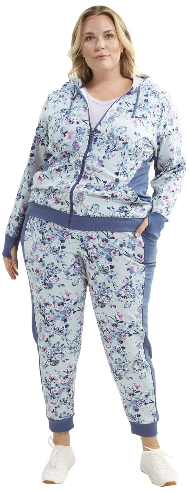 Vera Bradley womens Active French Terry Color-blocked Full-zip Hoodie With Pockets (Extended Size Range) Hooded Sweatshirt