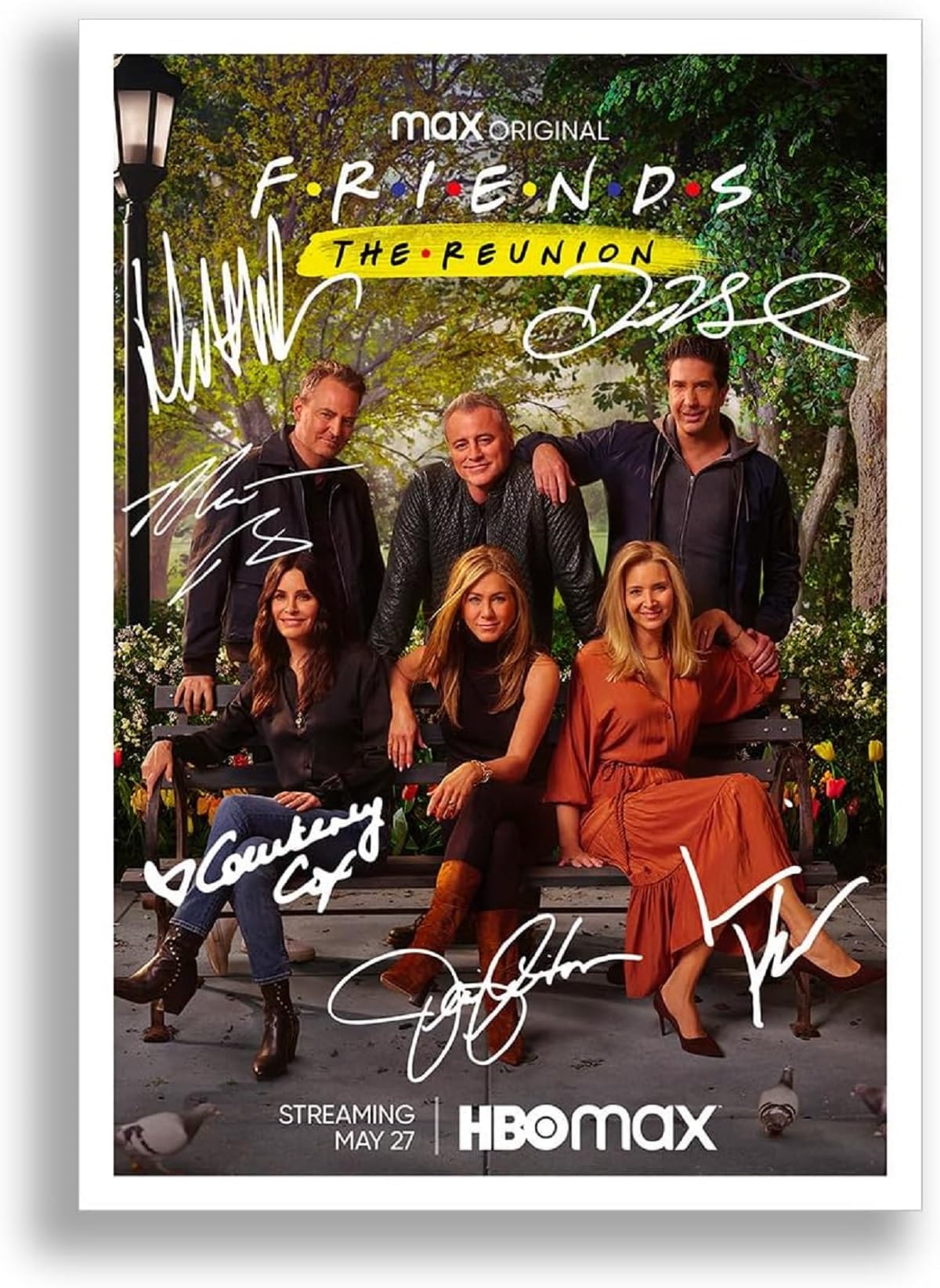 Mounted Gifts Trading Reunion A4 Poster Only Friends Full Cast Signed Autograph Signature A4 Poster Photo Print Photograph Picture Tv Show Series Season Gift Courtney Cox Matthew Perry Jennifer Aniston (Reunion A4 Poster Only)