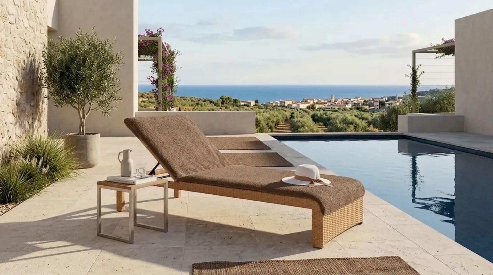 KOBEHOME%100 PAMUK ŞEZLONG HAVLUSU KAHVERENGİ 75X200 CM