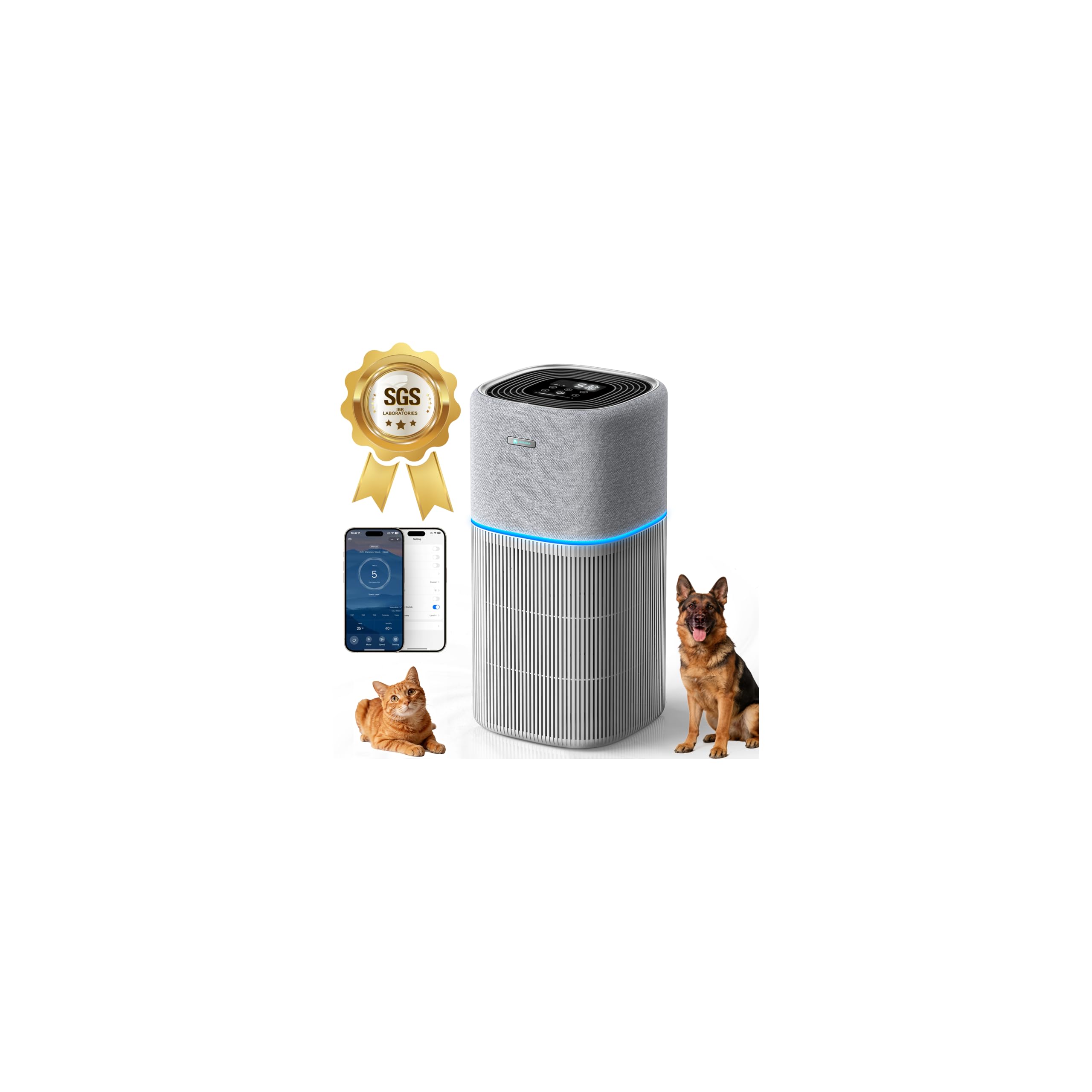 VENDFO 2x Purificatori D'Aria HEPA H13 Con Ricarica USB-C, Per Stanze Fino A 960 Mq/h - 4