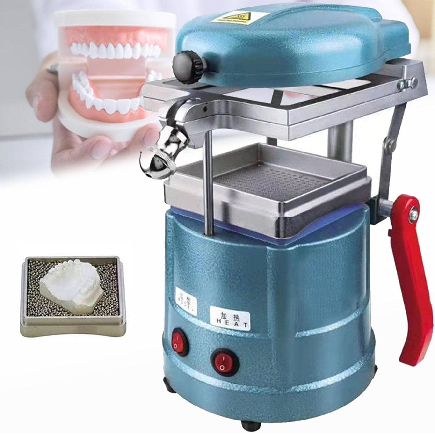 1000W Dental Vacuum Forming Machine Power Former Heat Molding Tool W Steel Balls Lab Equipment for Orthodontics in