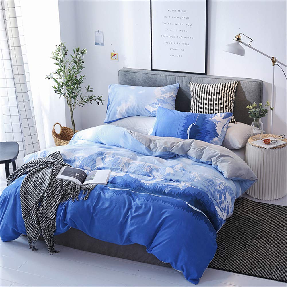 Housse de Couette Microfibre 220x240cm Parure de Lit Esprit Chalet de Montagne Élégant Chambre