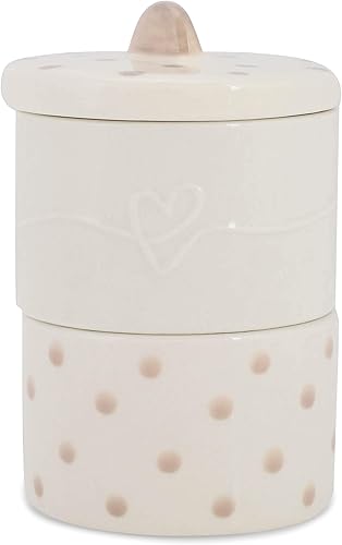 Miniatura 3 de DEMDACO XOXO - Caja de cerámica para recuerdos de bebé de cerámica de 4 x 3 pulgadas, color rosa suave con dientes y rizos