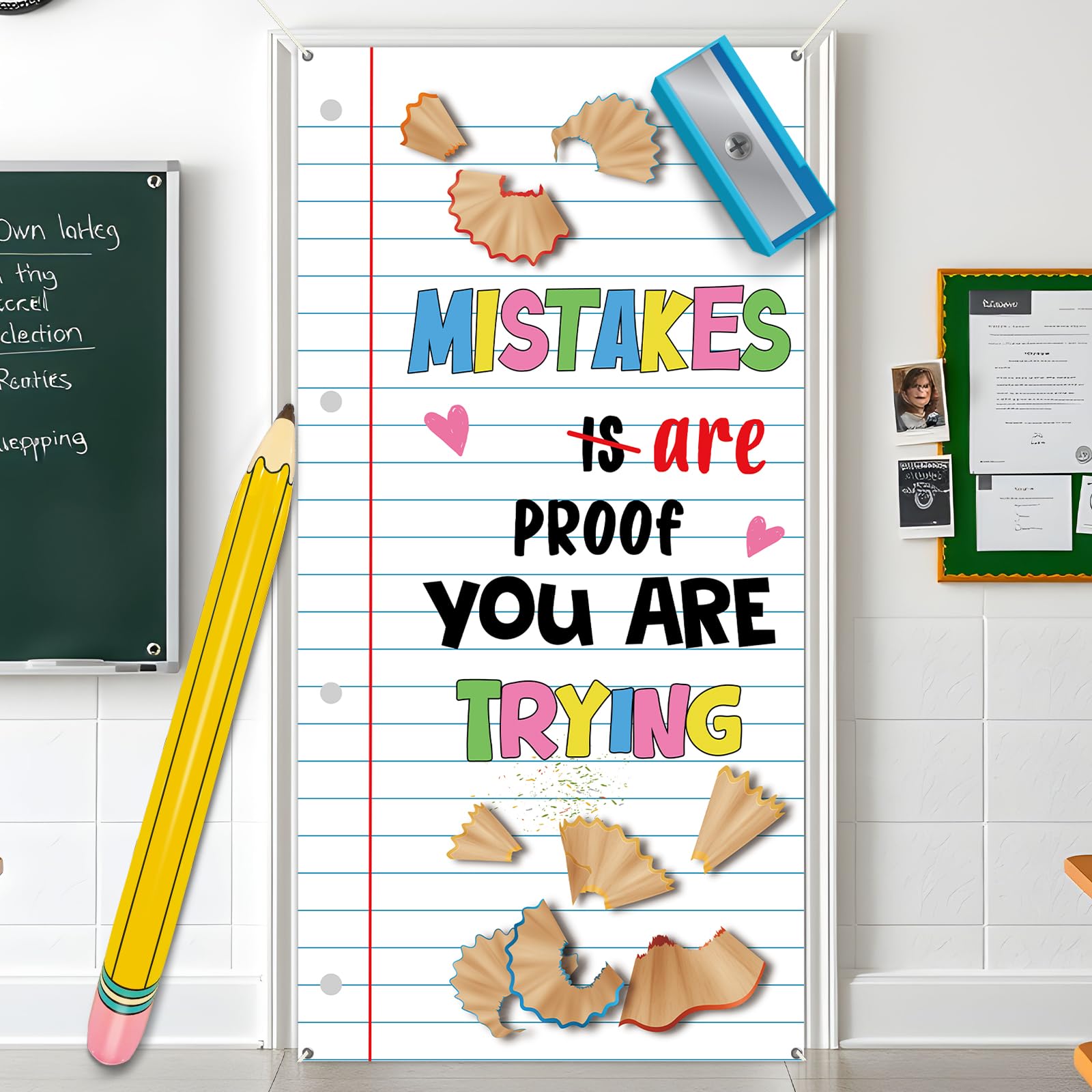 Notizbuch Bleistift Klassenzimmer Tür Dekor 3D Bleistift und Quader Bleistifte Box Notebook Tür Banner Zurück in die Schule Klassenzimmer Dekoration Zurück zur Schule Türabdeckung für Zuhause Schule