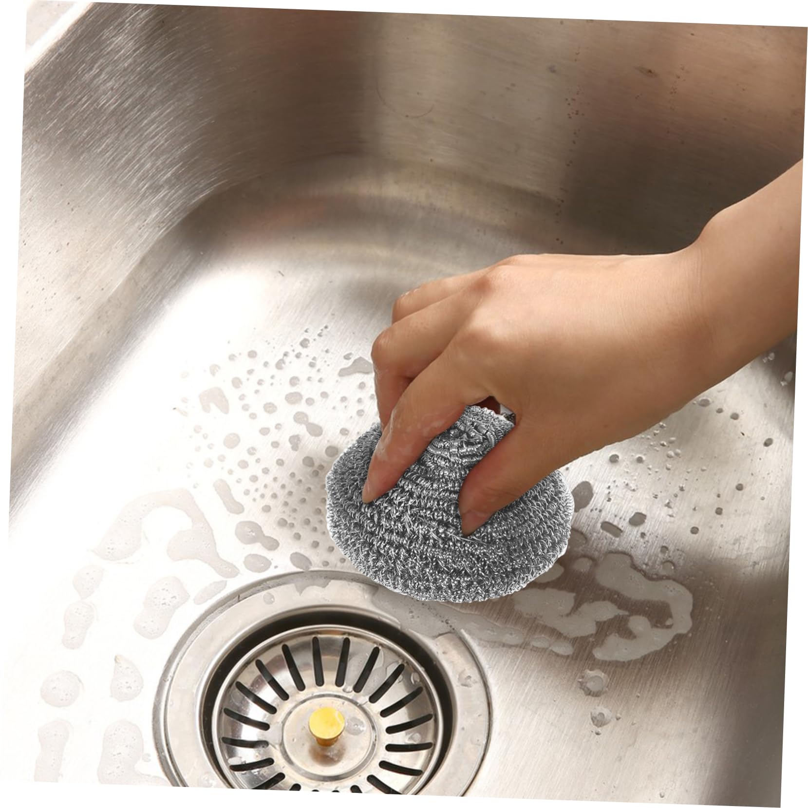 Estropajo de Acero Inoxidable para Limpieza de Cocina, 20 Piezas | Plata, 9cm de Diámetro, para Ollas y Rejillas, Ligero, Acabado Metálico