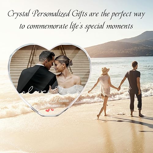 Miniatura 5 de Foto de cristal personalizada, regalos de amor para parejaesposanovia, regalos para bodaaniversario, marco de fotos de corazón de cristal para
